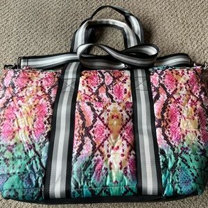Think Royln Nylon Snakeskin Quilted Tote